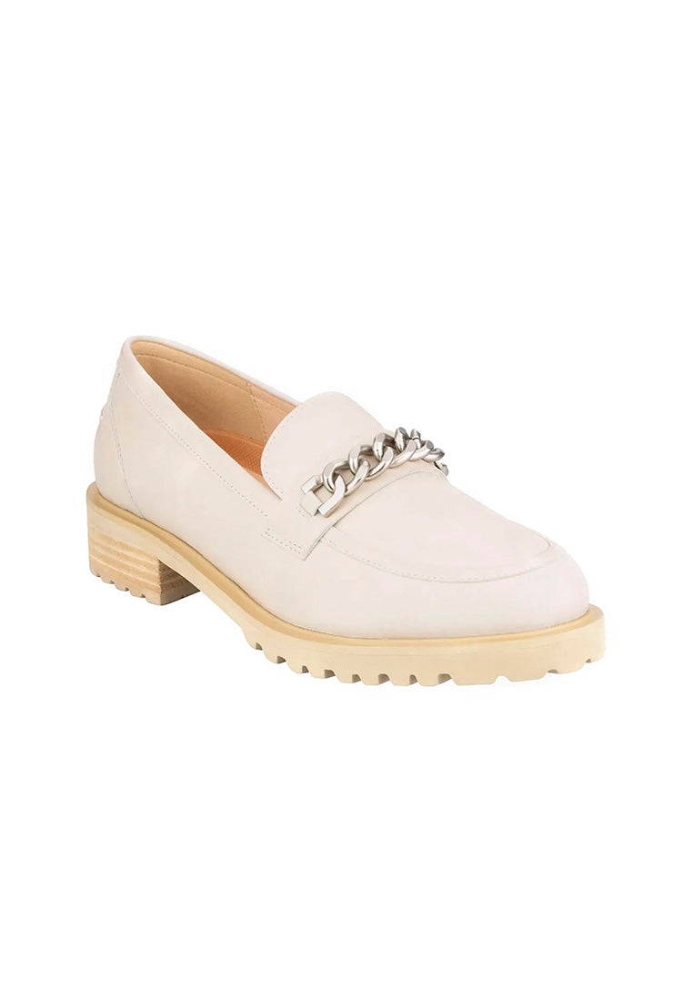 CANDICE Moc Toe Loafers Bone Calf