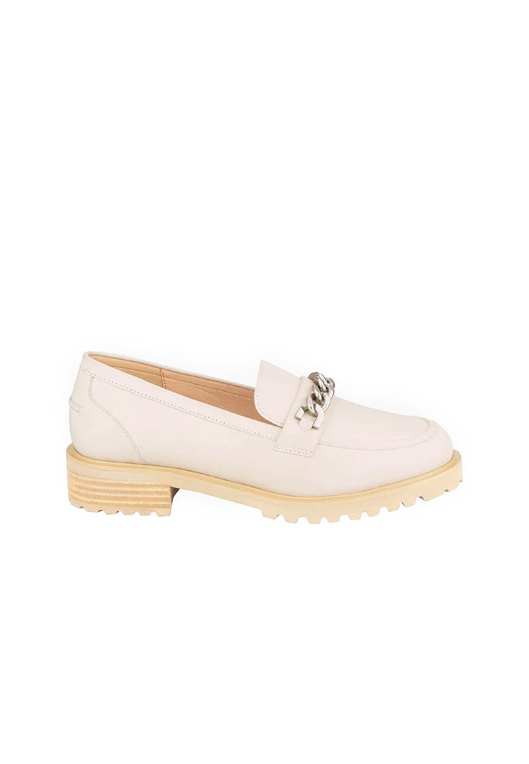 CANDICE Moc Toe Loafers Bone Calf