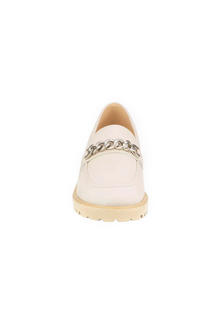 CANDICE Moc Toe Loafers Bone Calf