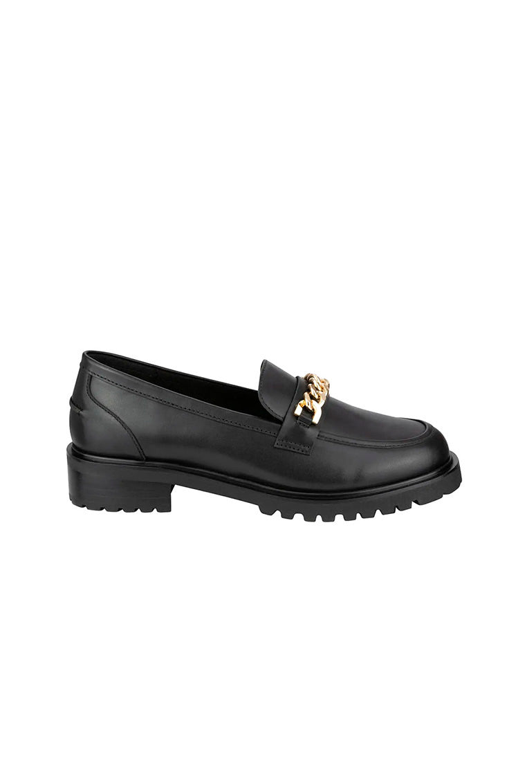 CANDICE Moc Toe Loafers Black Calf