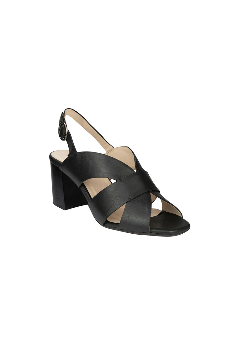 GEORGINA Open Toe Block Heel Black Calf