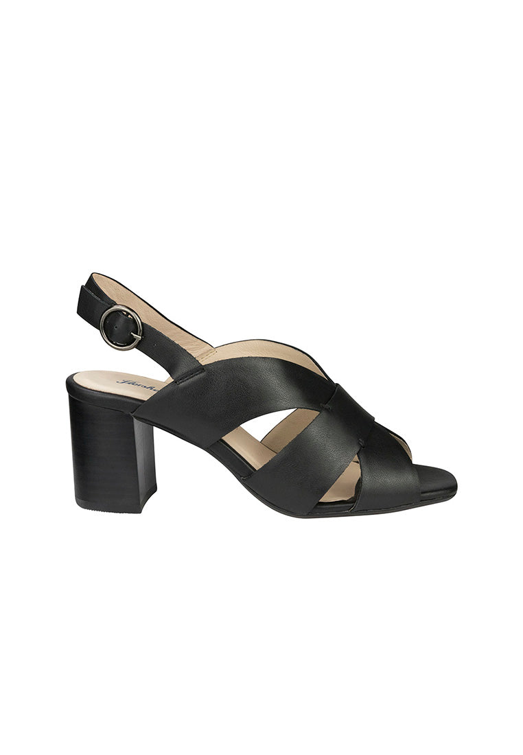 GEORGINA Open Toe Block Heel Black Calf