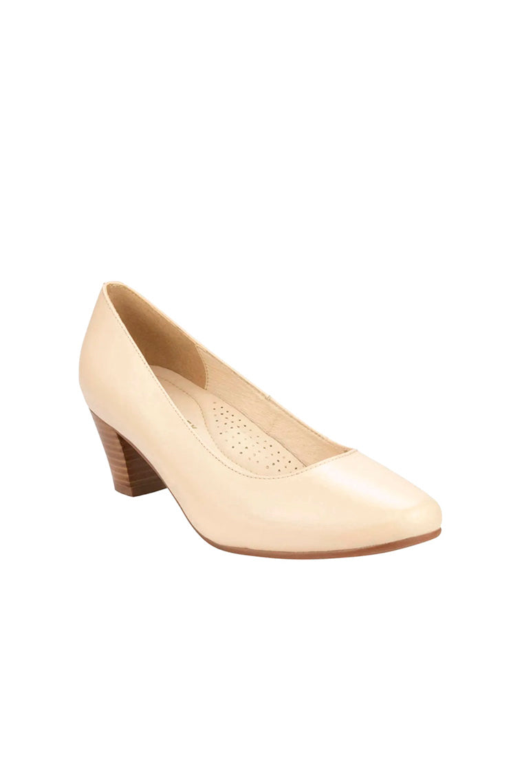 JESSICA FLEX Almond Toe Block Heel Natural