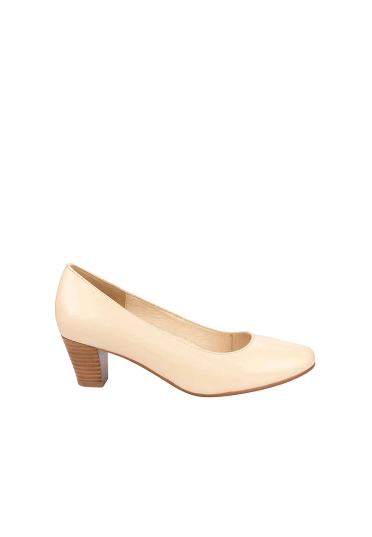 JESSICA FLEX Almond Toe Block Heel Natural