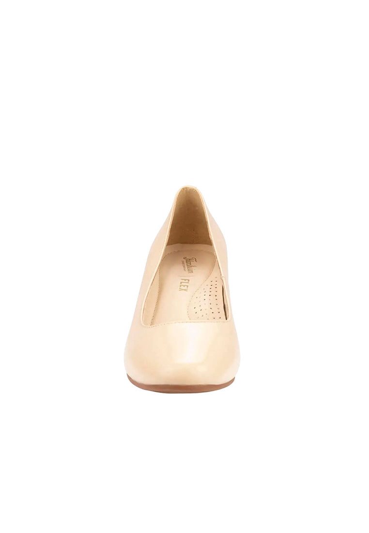 JESSICA FLEX Almond Toe Block Heel Natural