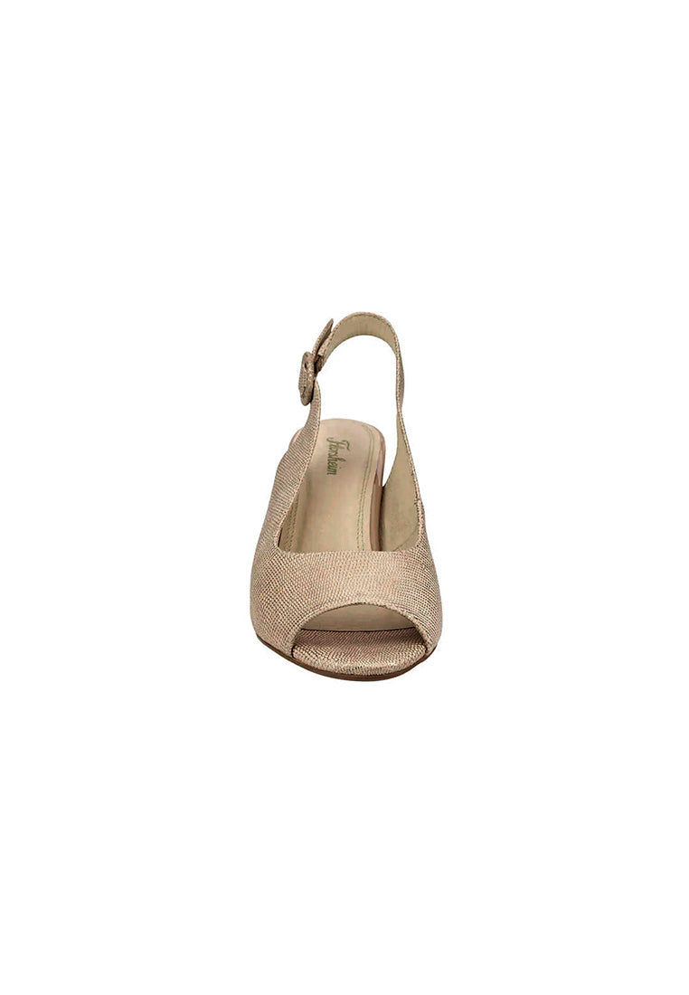 PARIS Peep Toe Block Heel Rose Gold