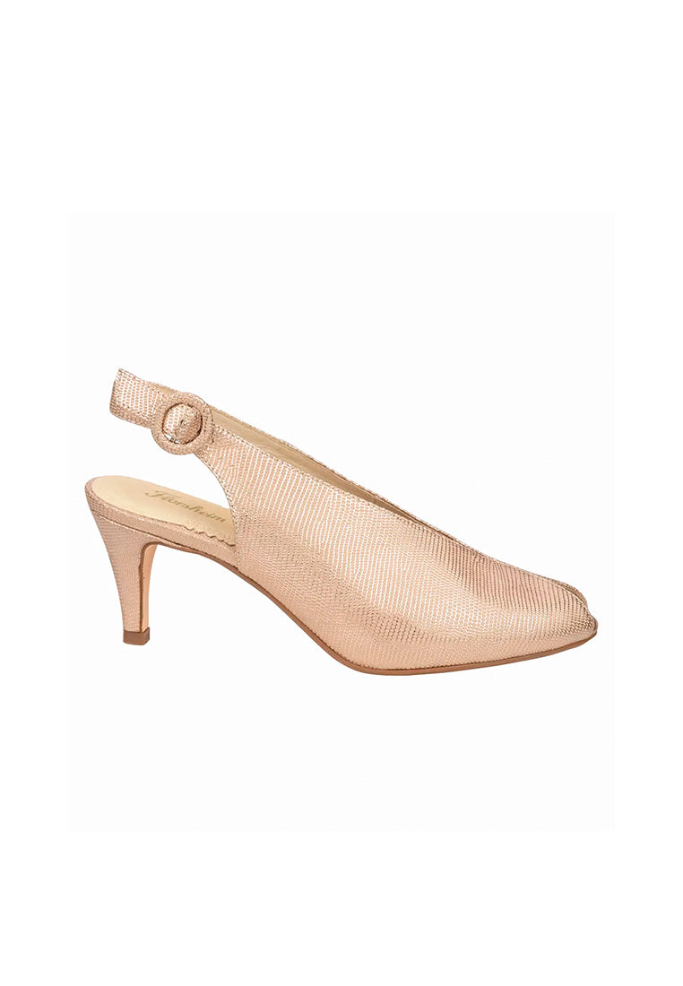 PRISE Peep Toe Slingback Heel Rose Gold