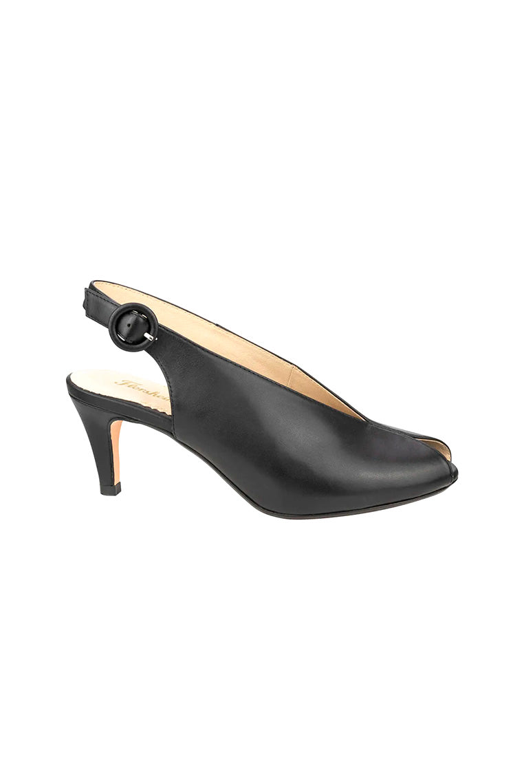PRISE Peep Toe Slingback Heel Black