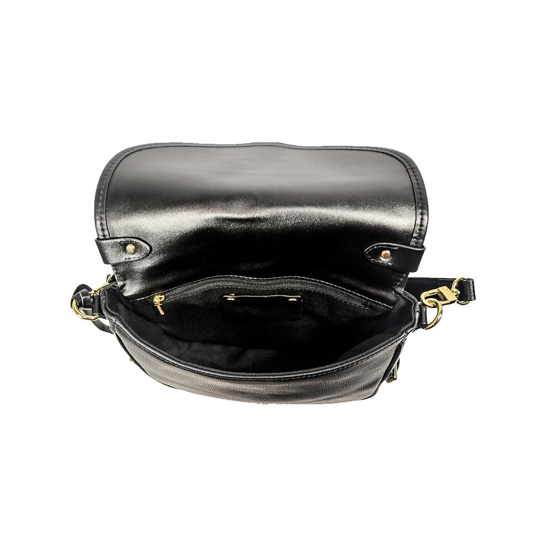 EDENHOPE Black Crossbody Saddle Bag