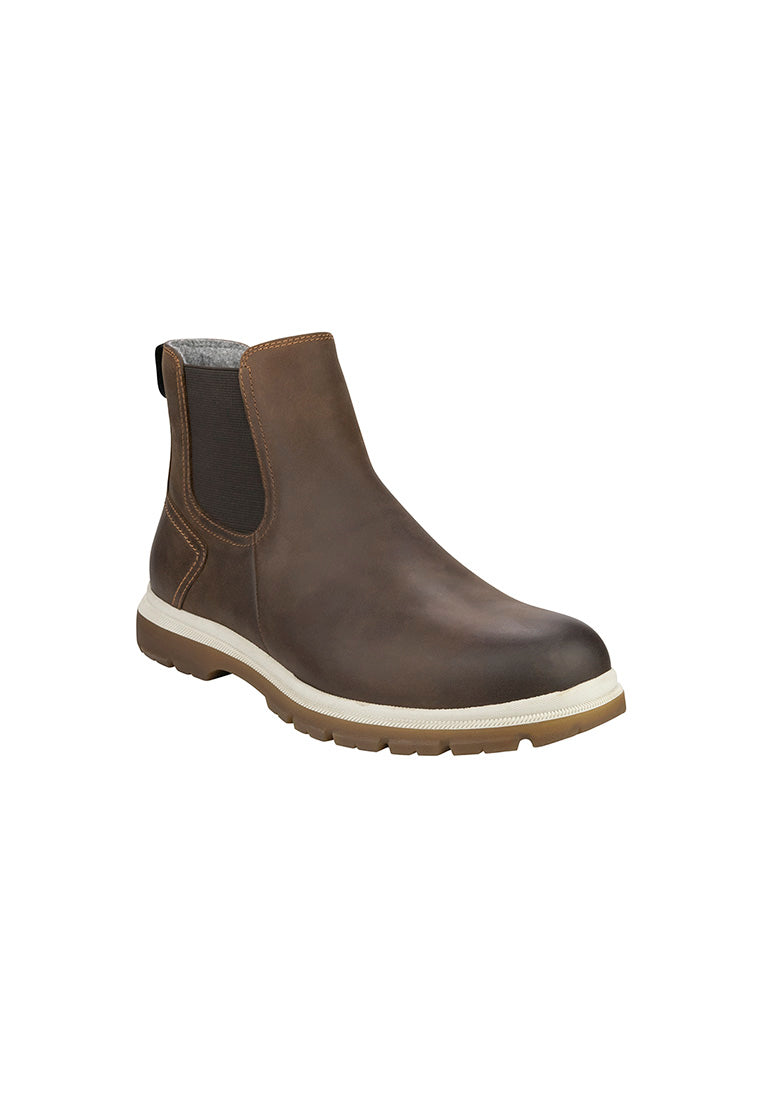 LOOKOUT Men's Plain Toe Chelsea Boot Brown