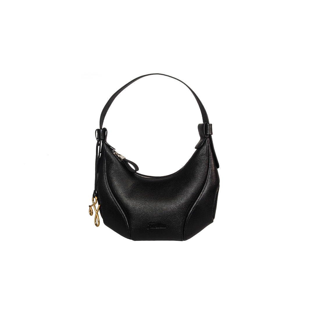 NATHALIA Black Crescent Shoulder Bag